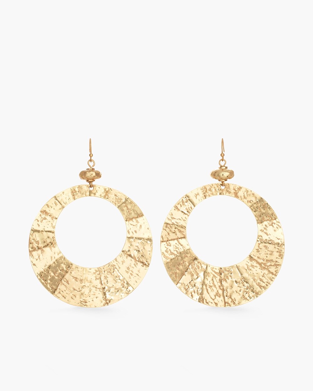 Large Gold-Tone Textured Hoop Earrings