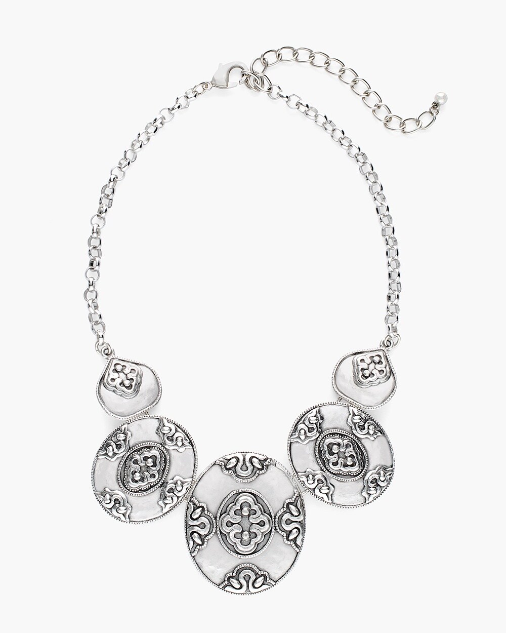 Silver-Tone Artisan Bib Necklace