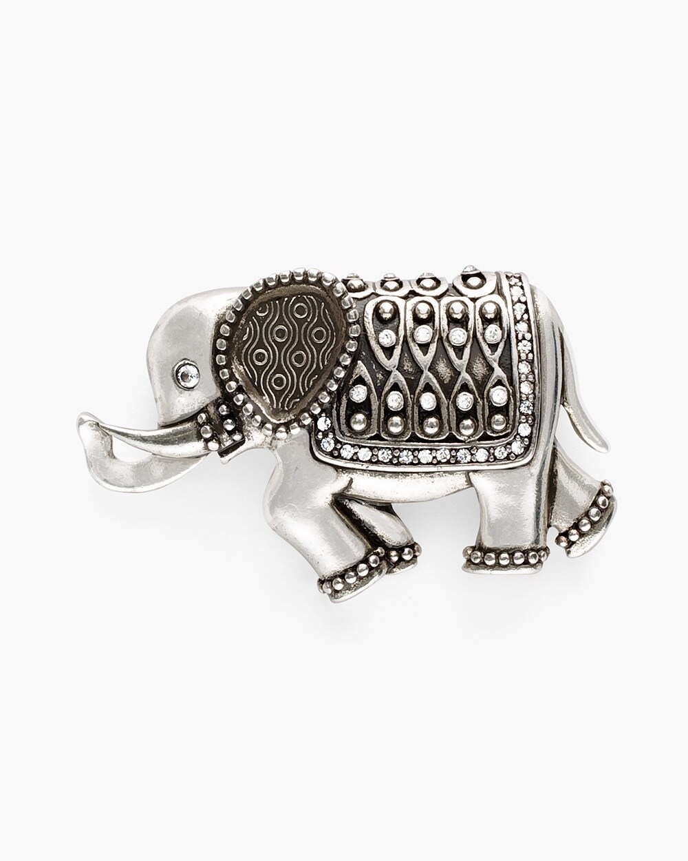Silver-Tone Artisan Elephant Pin