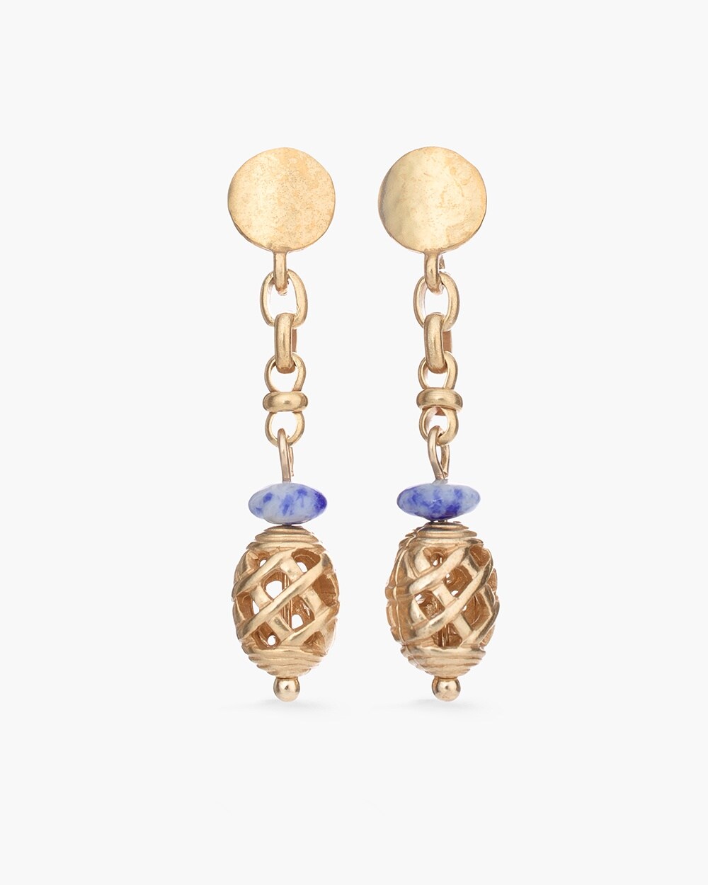 Blue and Gold-Tone Linear Earrings