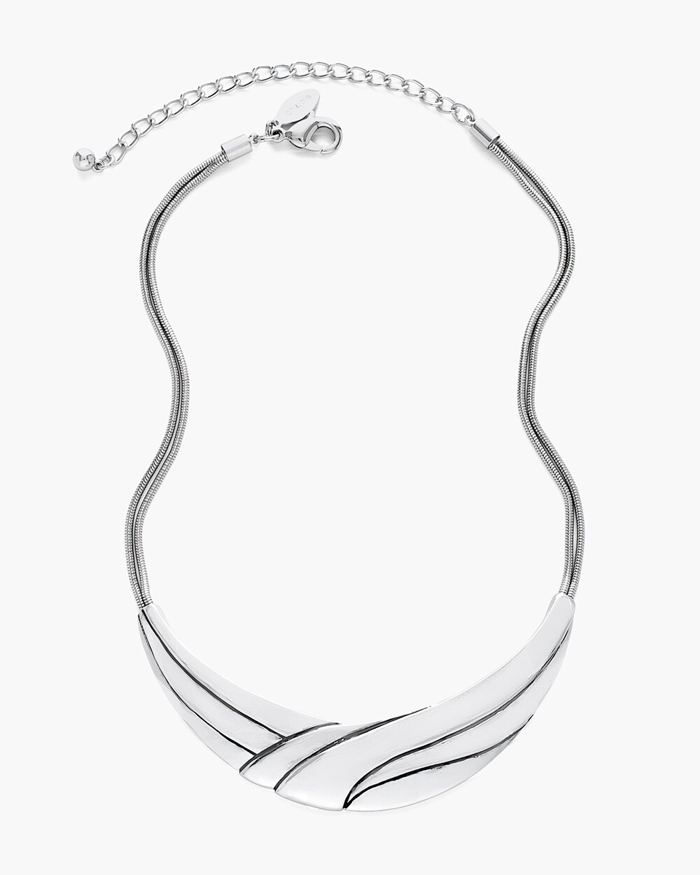 Silver-Tone Wave Bib Necklace