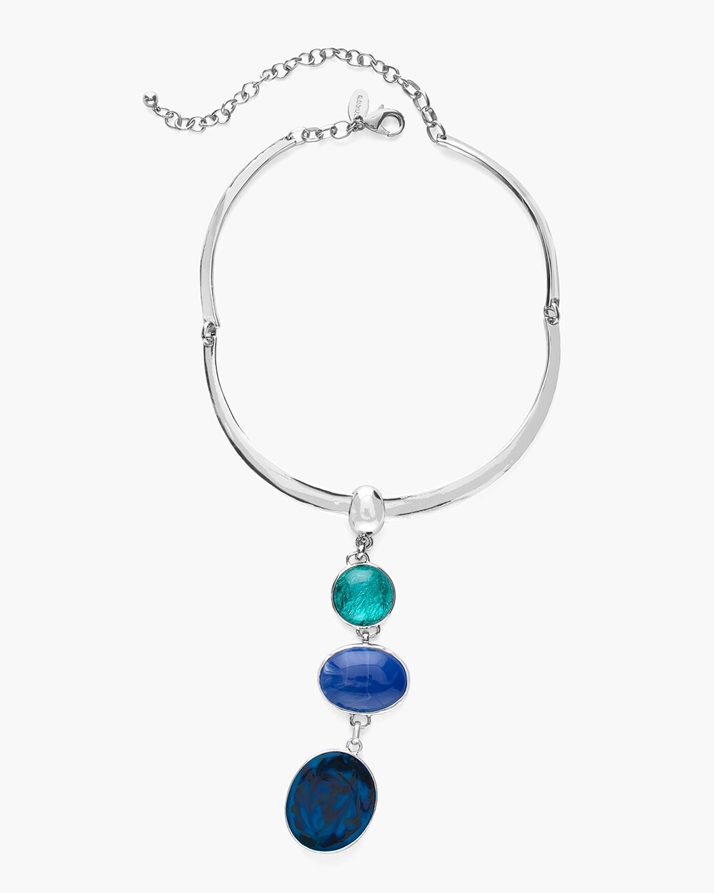 Blue and Silver-Tone Collar Pendant Necklace