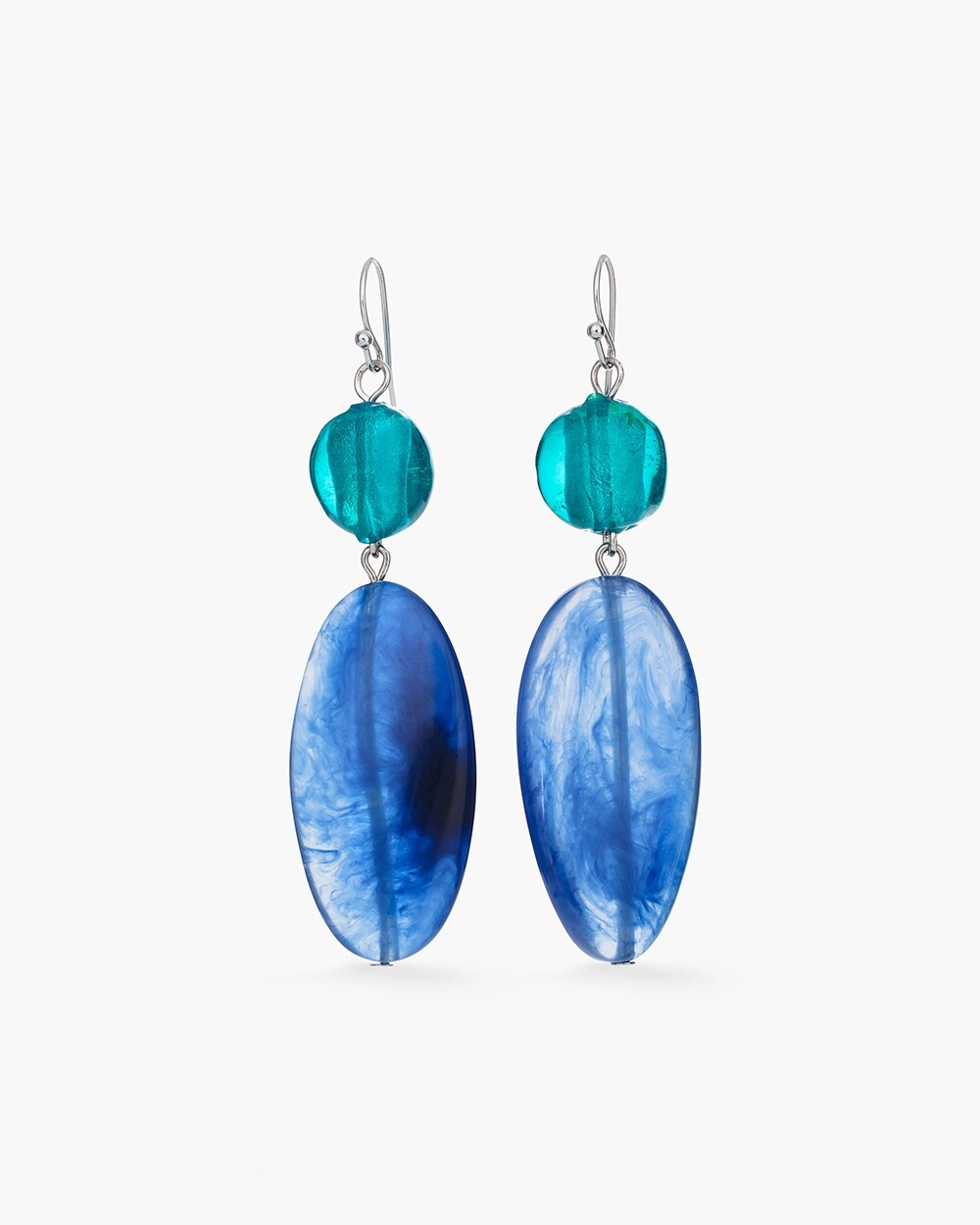 Blue Oval Drop Earrings