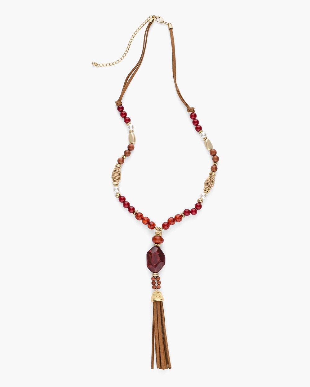 Red and Gold-Tone Tassel Necklace
