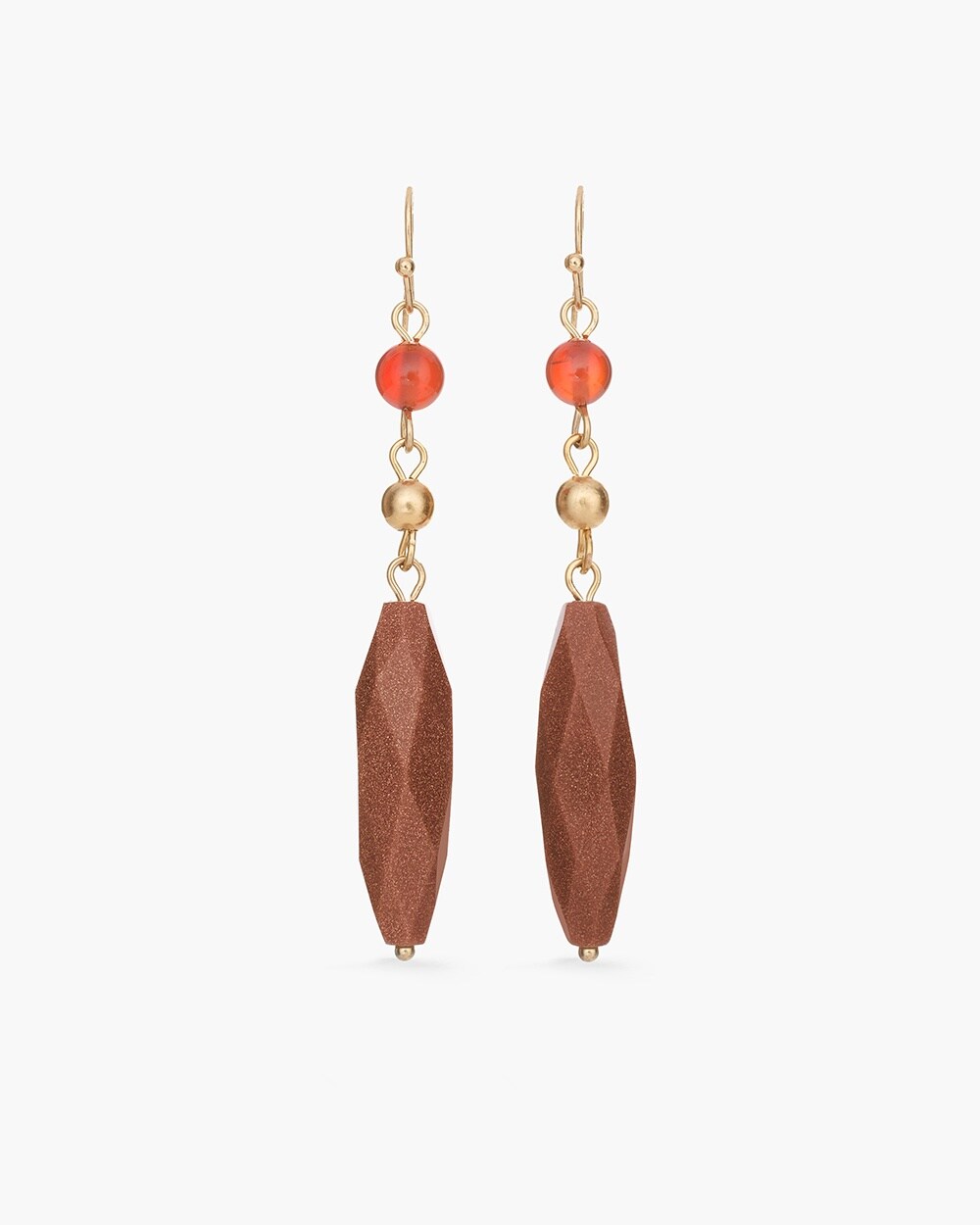 Red and Gold-Tone Linear Earrings