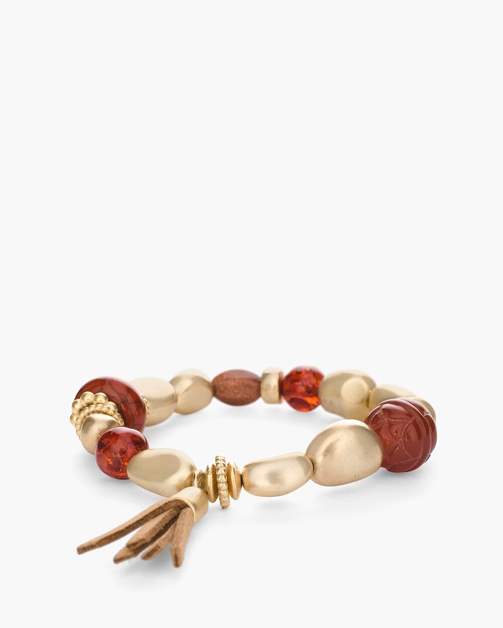 Red and Gold-Tone Stretch Bracelet