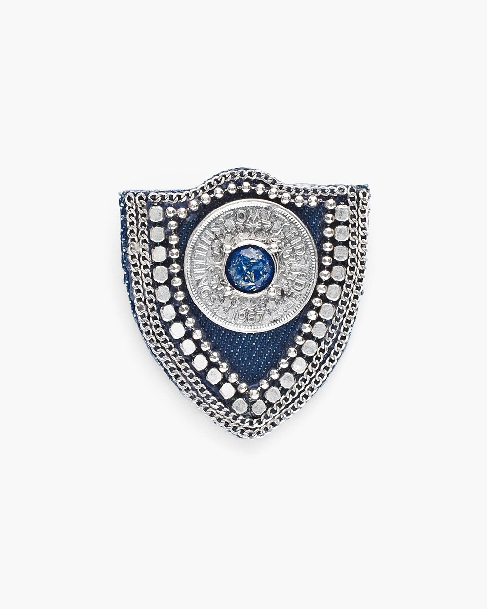 Blue and Silver-Tone Artisan Pin