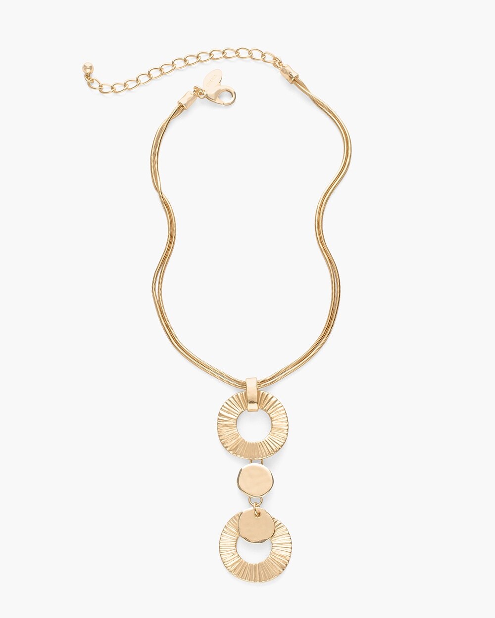 Short Gold-Tone Textured Pendant Necklace