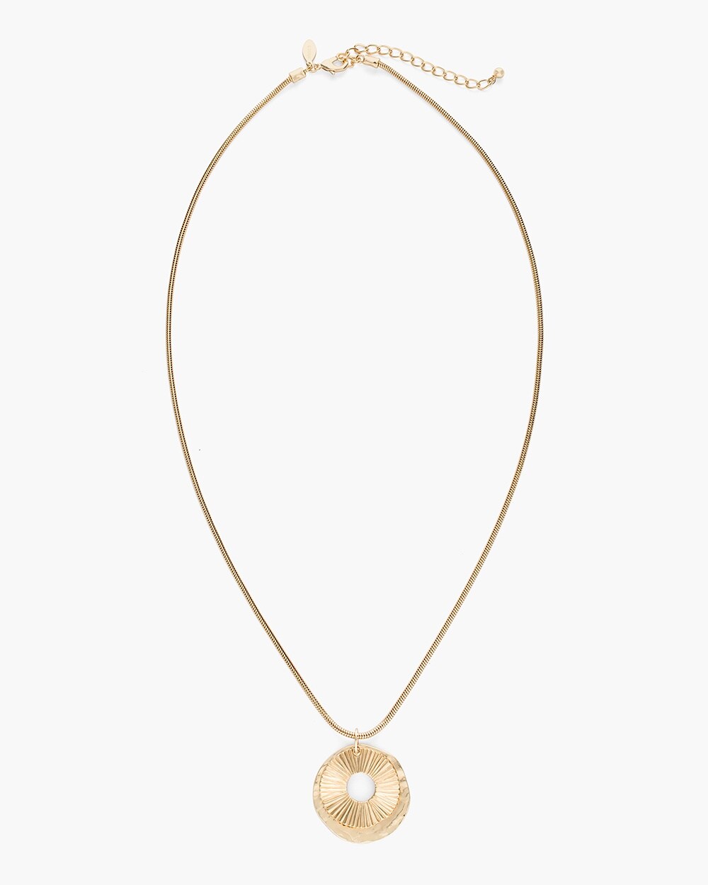 Long Gold-Tone Textured Pendant Necklace