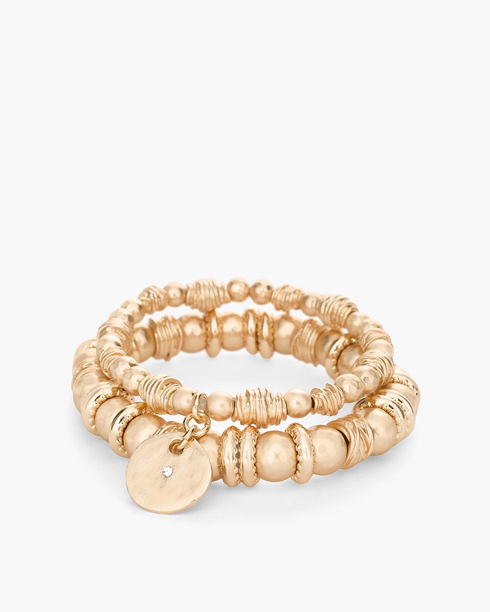 Gold-Tone Textured Stretch Bracelet Set