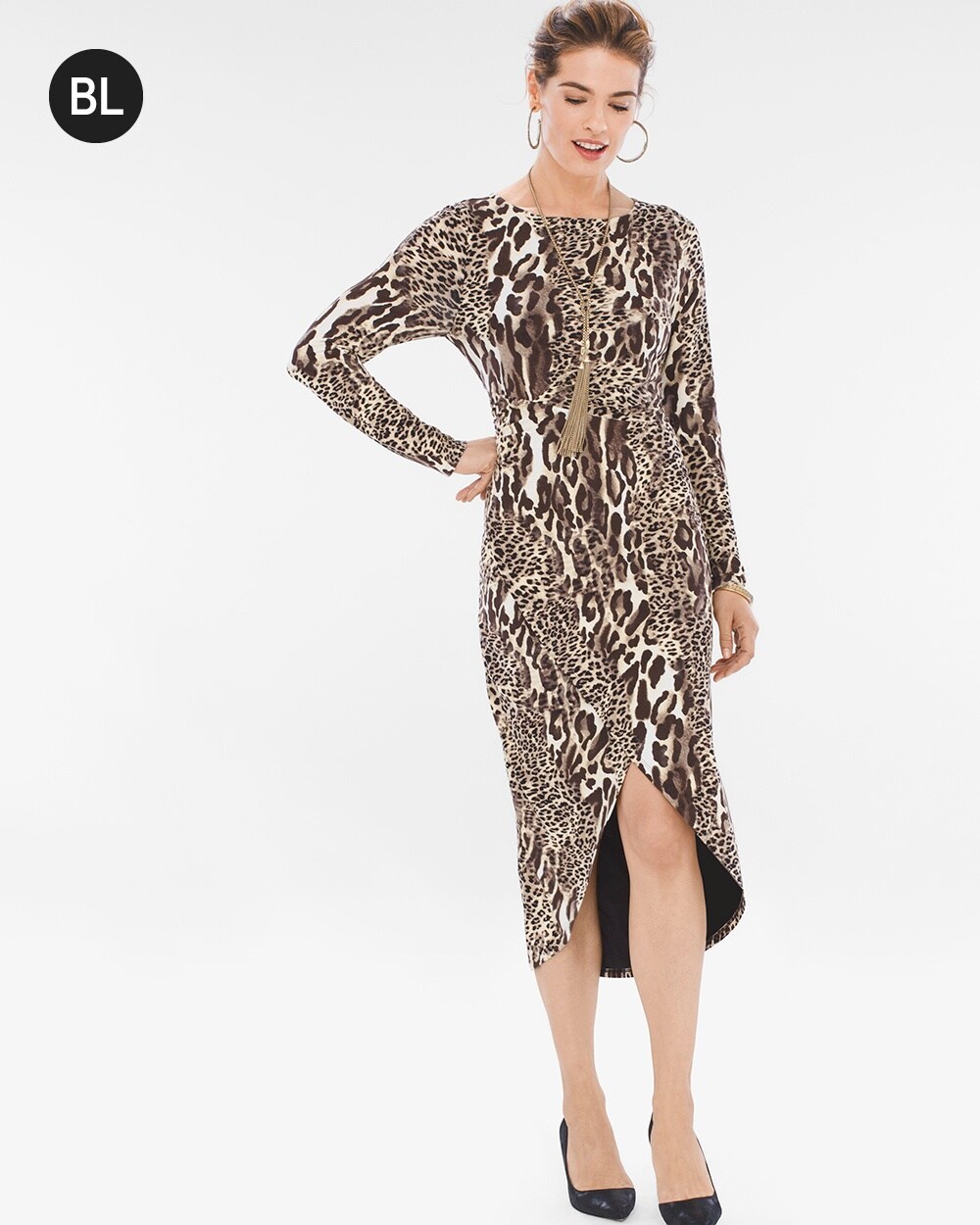 Black Label Leopard-Print Wrap Dress