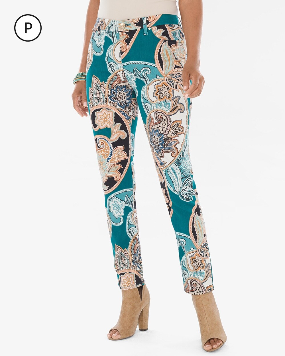 So Slimming Petite Cool Paisley Girlfriend Ankle Jeans