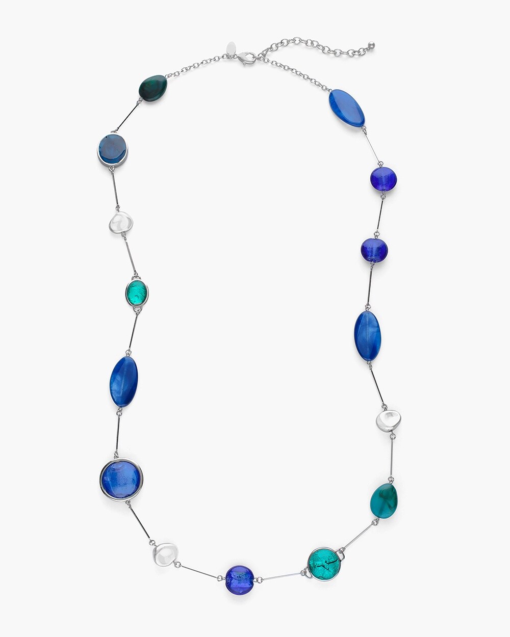 Blue and Silver-Tone Single-Strand Necklace