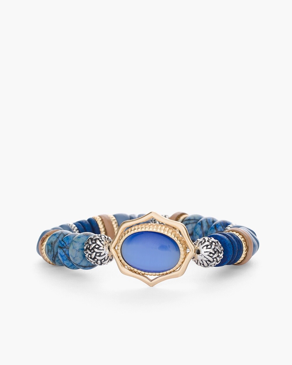Blue and Gold-Tone Stretch Bracelet