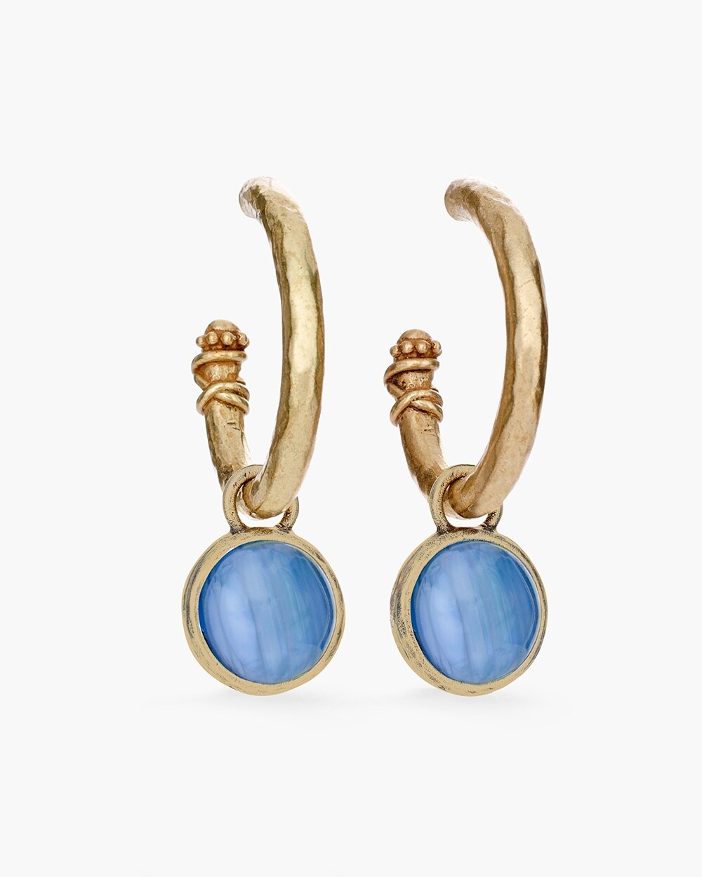 Reversible Blue and Gold-Tone Hoop Earrings