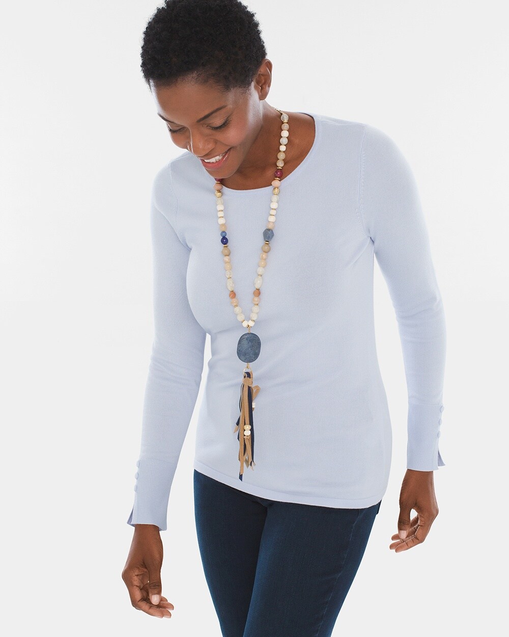 Button-Sleeve Pullover