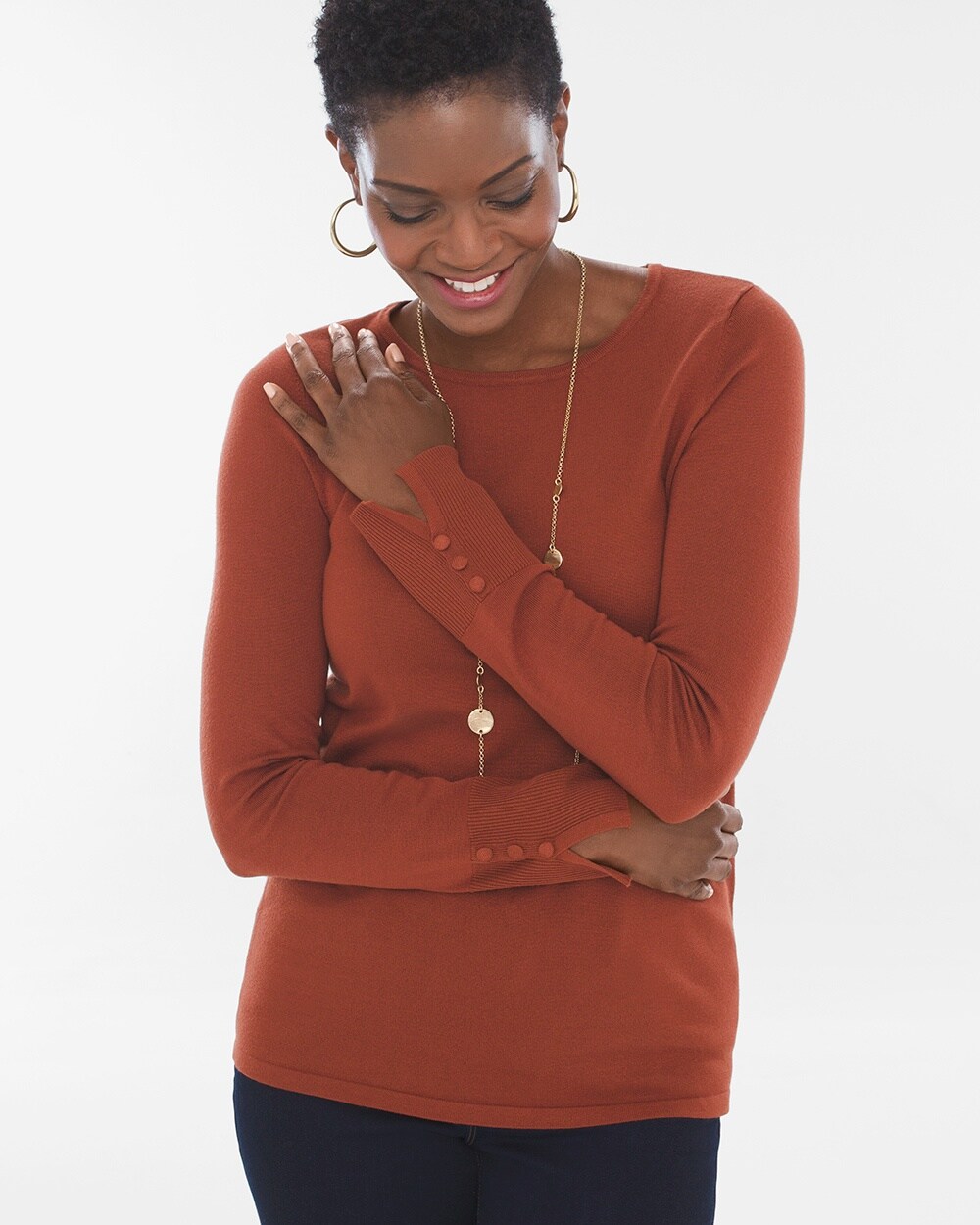 Button-Sleeve Pullover