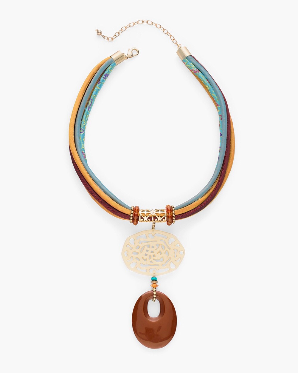 Multi-Colored Fabric Bib Necklace