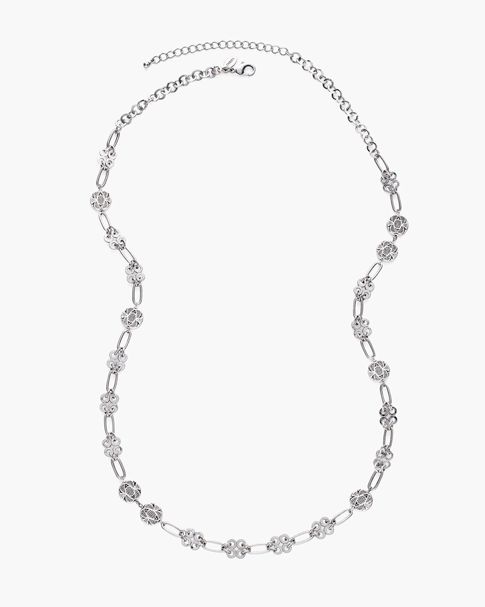 Silver-Tone Textured Single-Strand Necklace