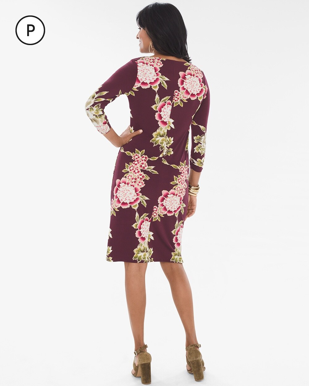 Petite Floral Ruched-Sleeve Dress - Chico's