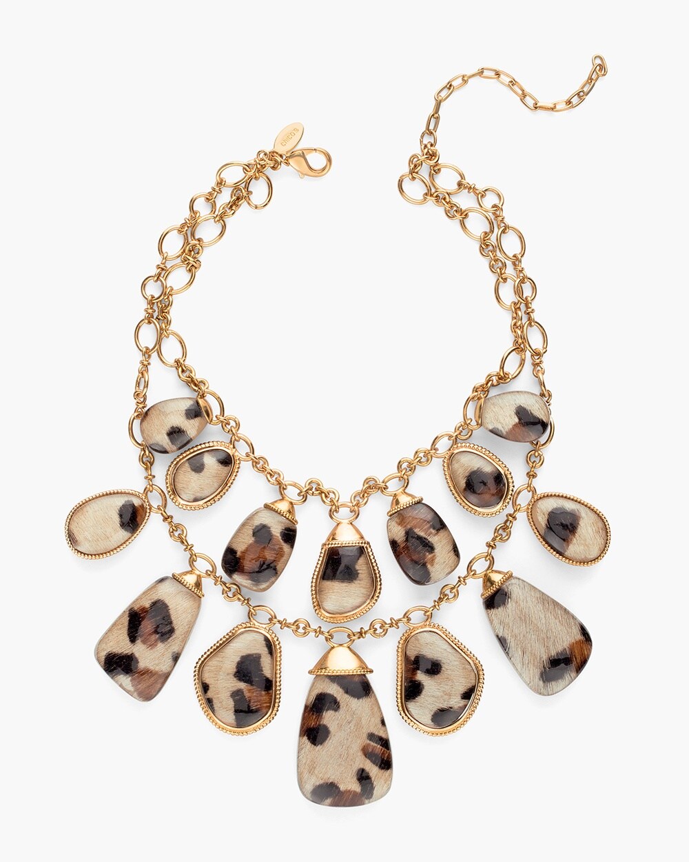 Reversible Leopard-Print Double-Strand Bib Necklace