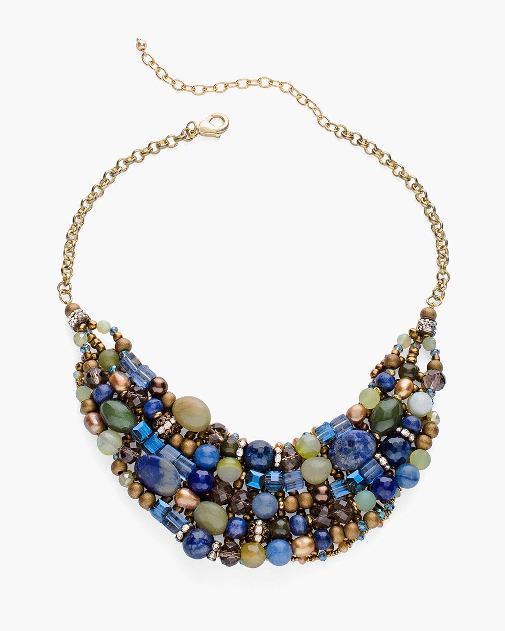 Blue and Green Beaded Bib Necklace - Chico's