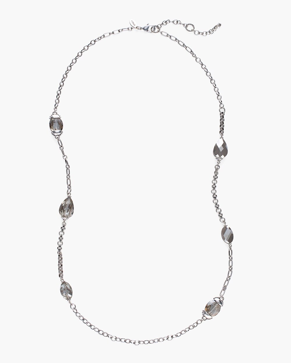 Long Silver-Tone Artisan Single-Strand Necklace