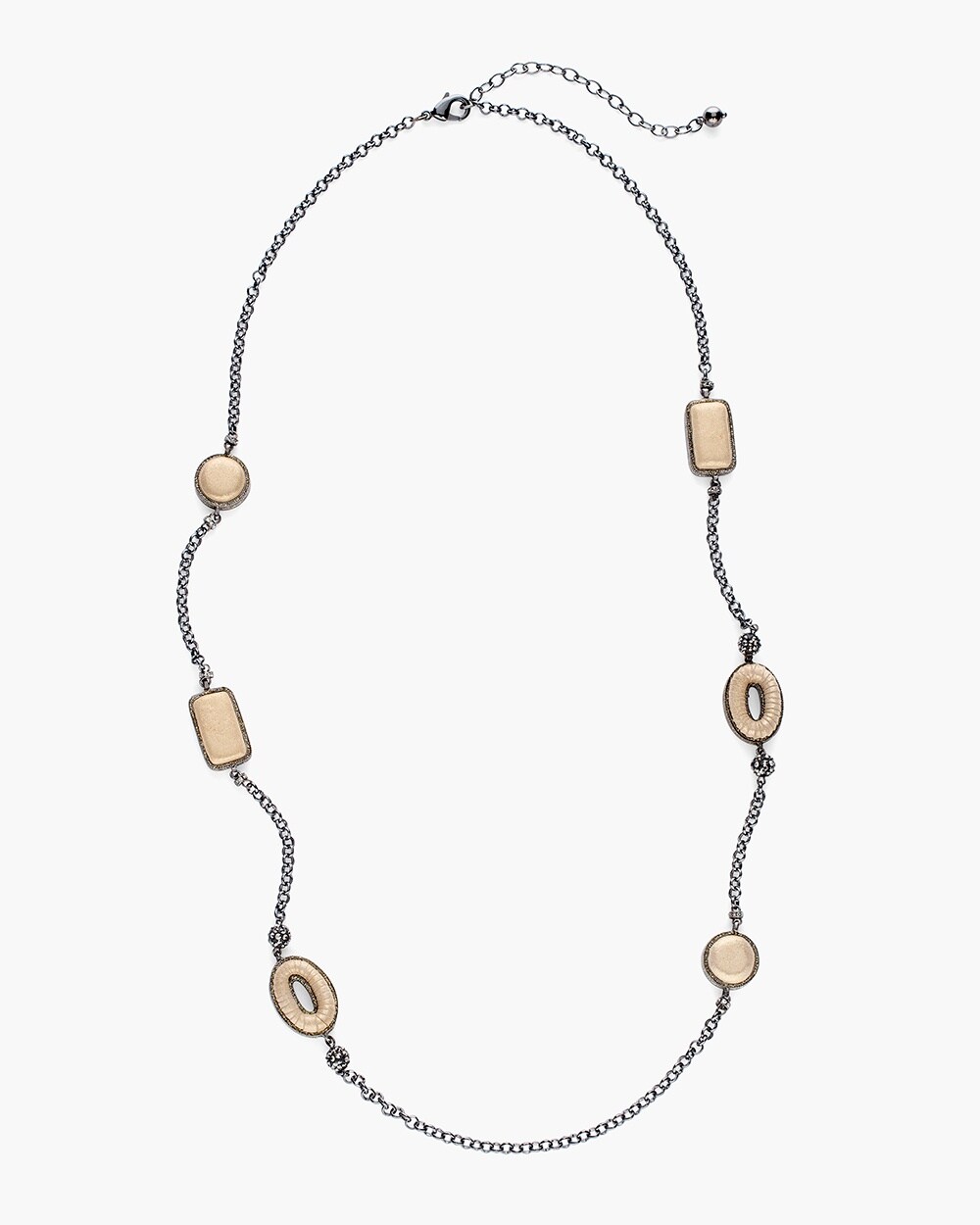 Reversible Blue-Neutral Single-Strand Necklace