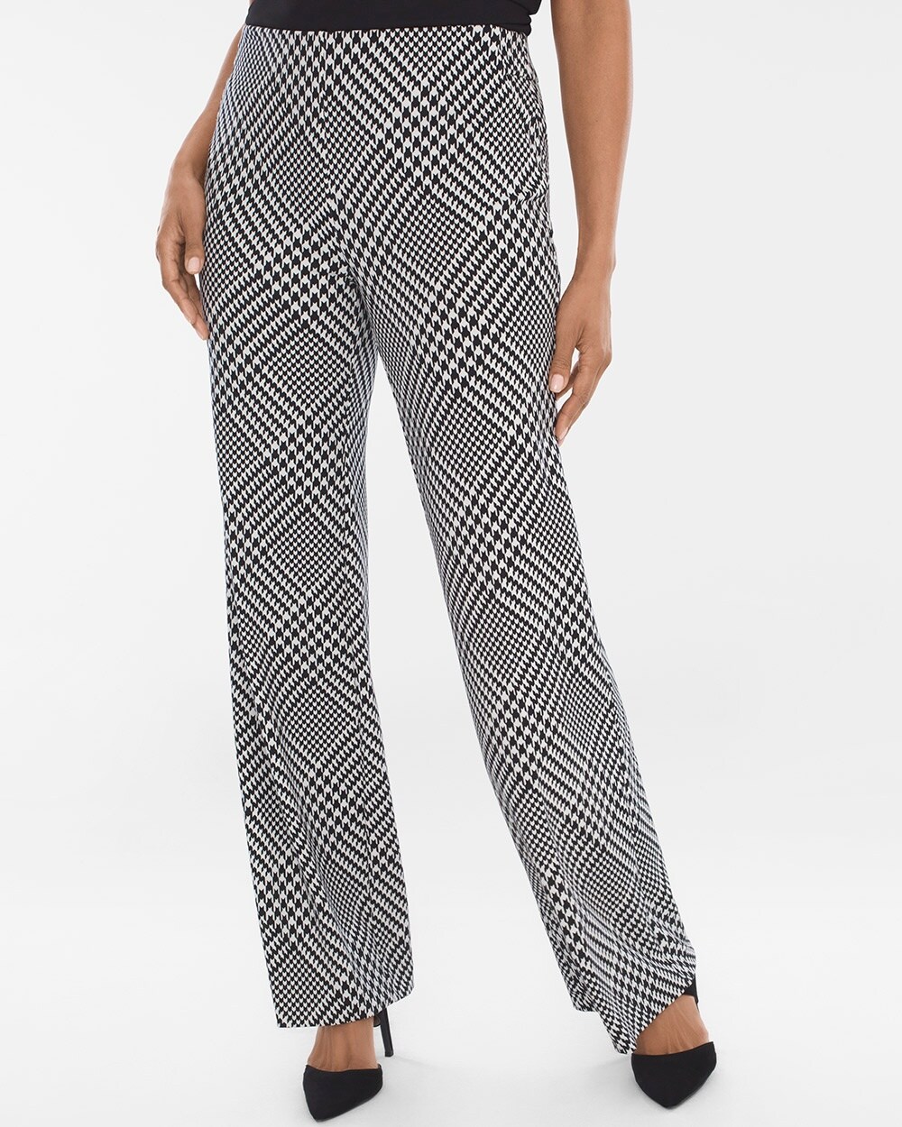 Ponte Wide-Leg Houndstooth Trousers