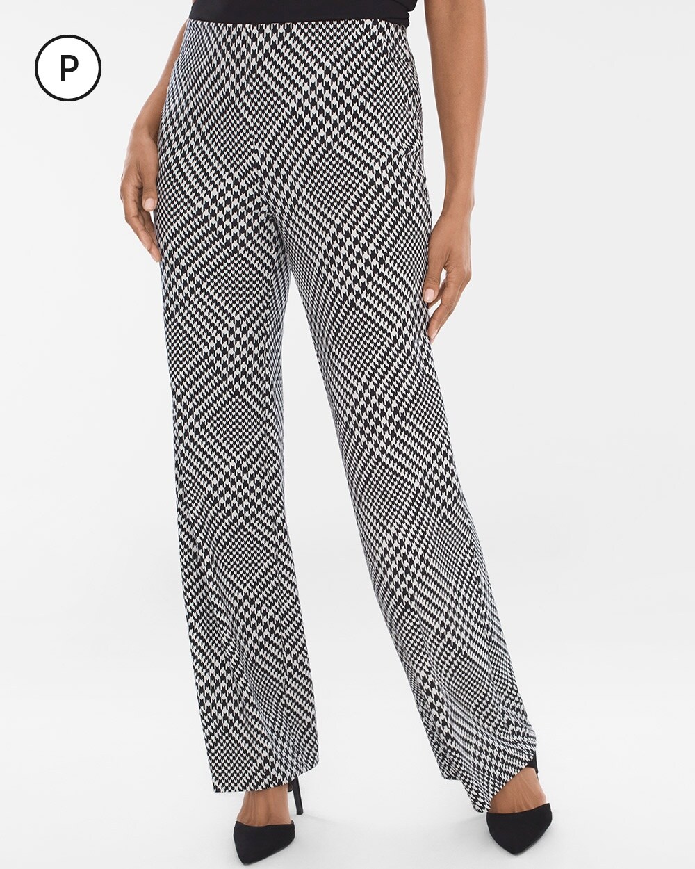 Petite Ponte Wide-Leg Houndstooth Trousers