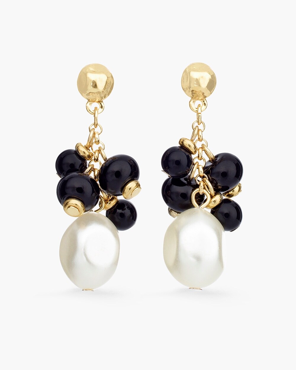 Black and White Cluster Earrings