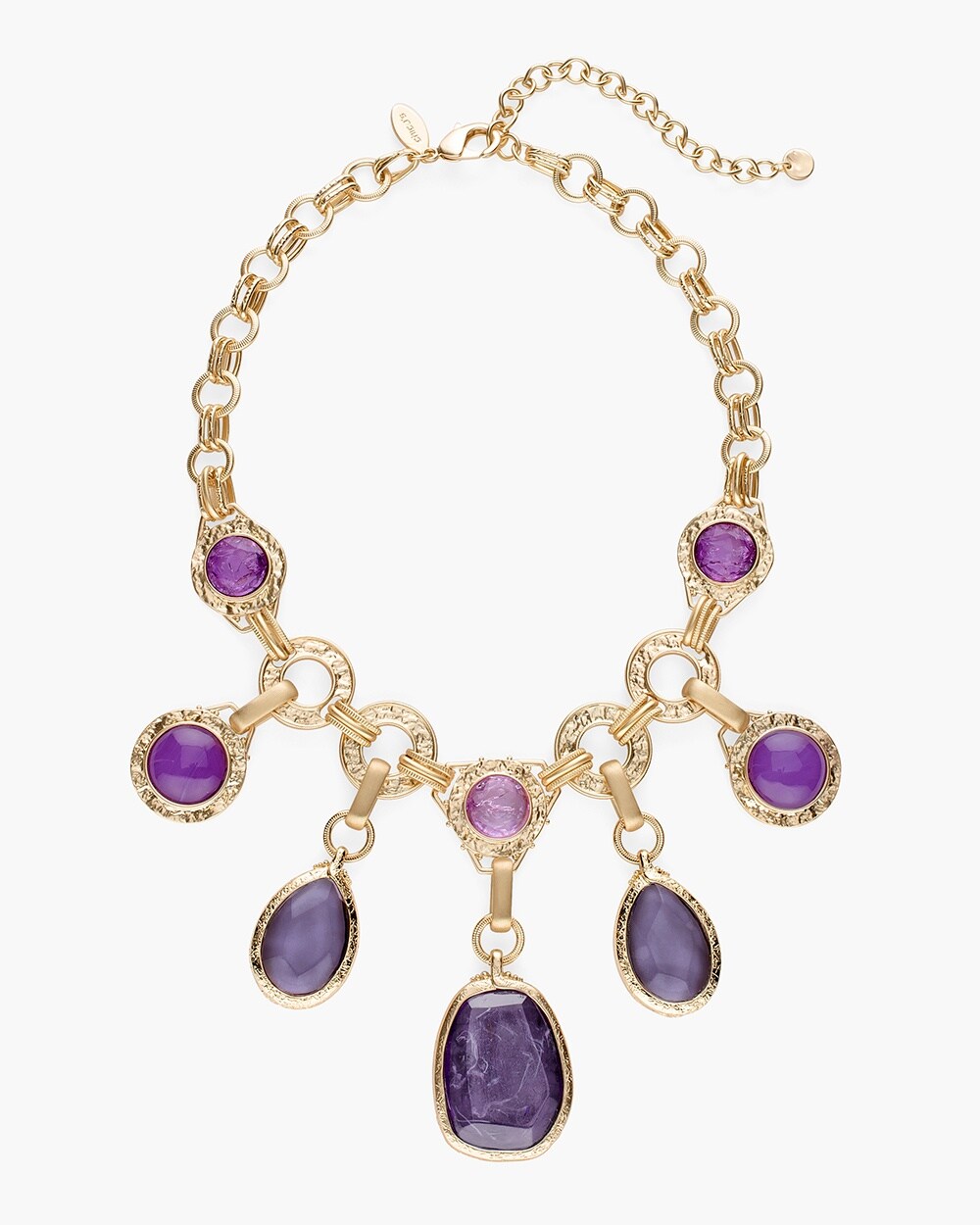 Short Purple Stone Bib Necklace