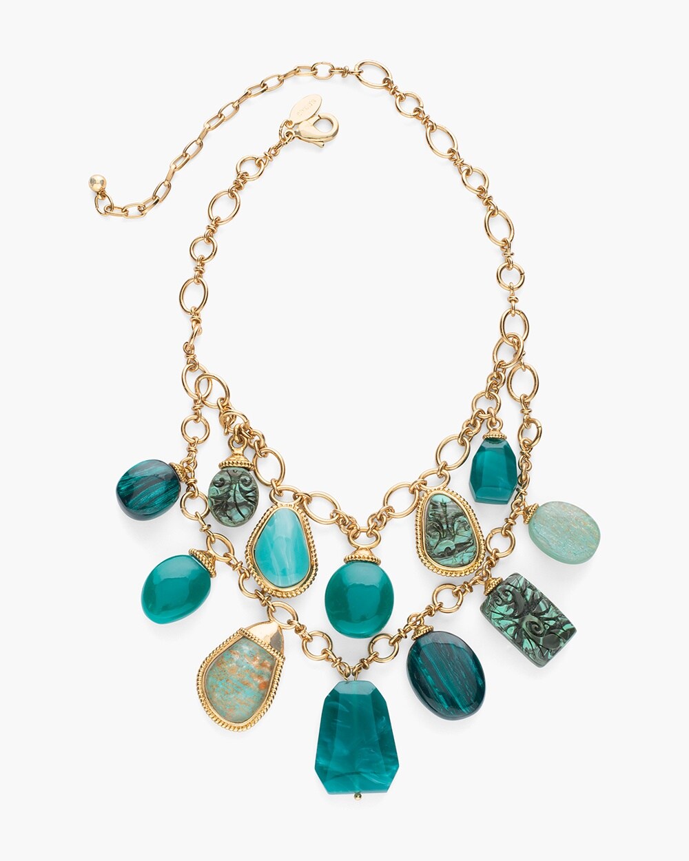 Teal Double-Strand Bib Necklace
