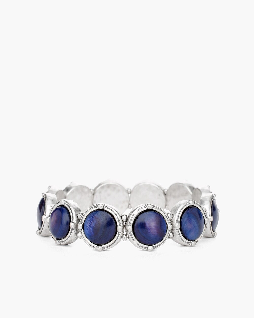 Blue and Silver-Tone Stretch Bracelet