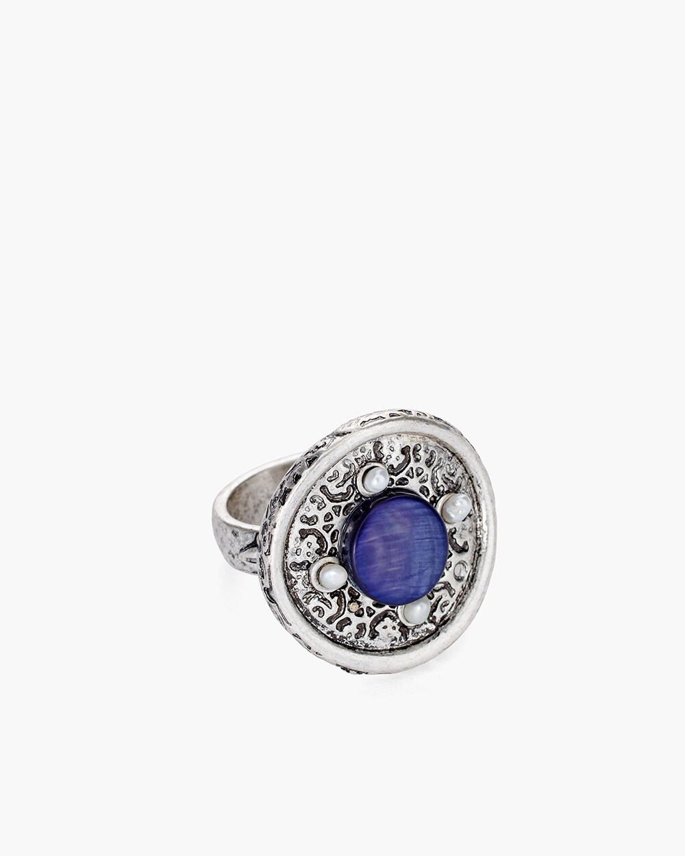 Blue and Silver-Tone Ring