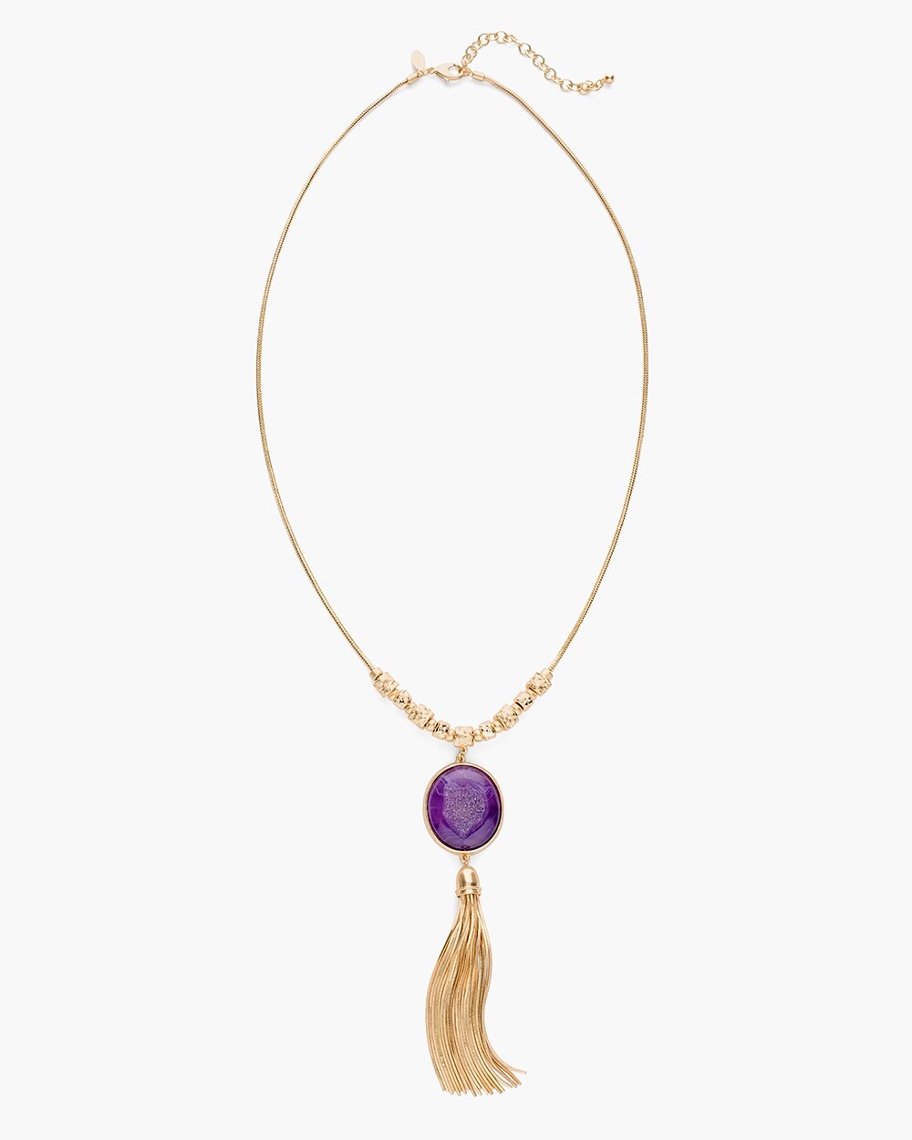 Purple Stone Tassel Pendant Necklace