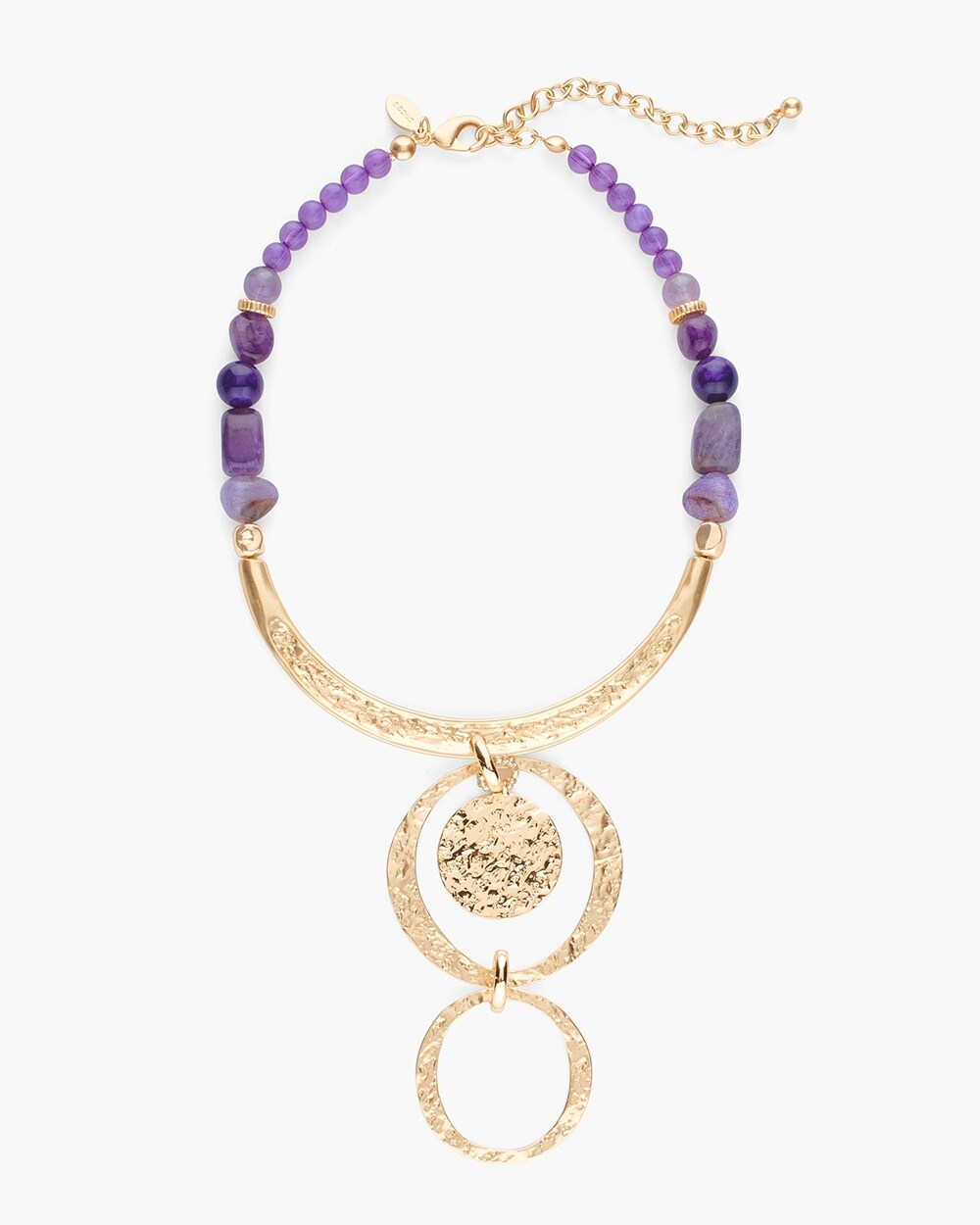 Short Purple Stone Pendant Necklace