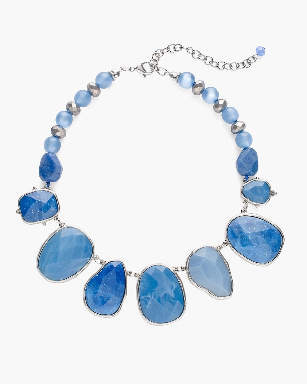 Blue and Silver-Tone Bib Necklace