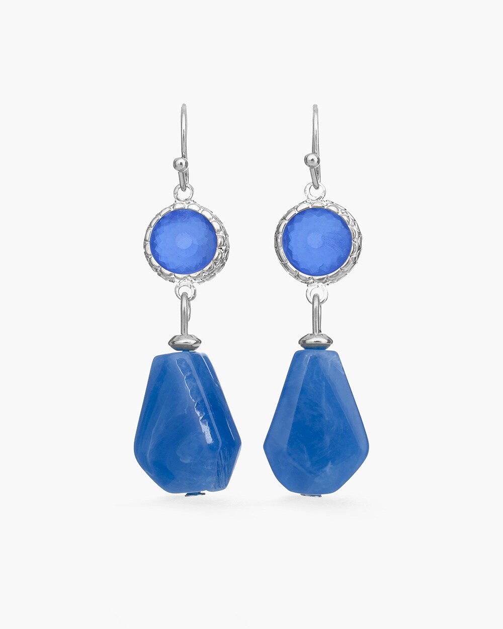 Blue and Silver-Tone Drop Earrings