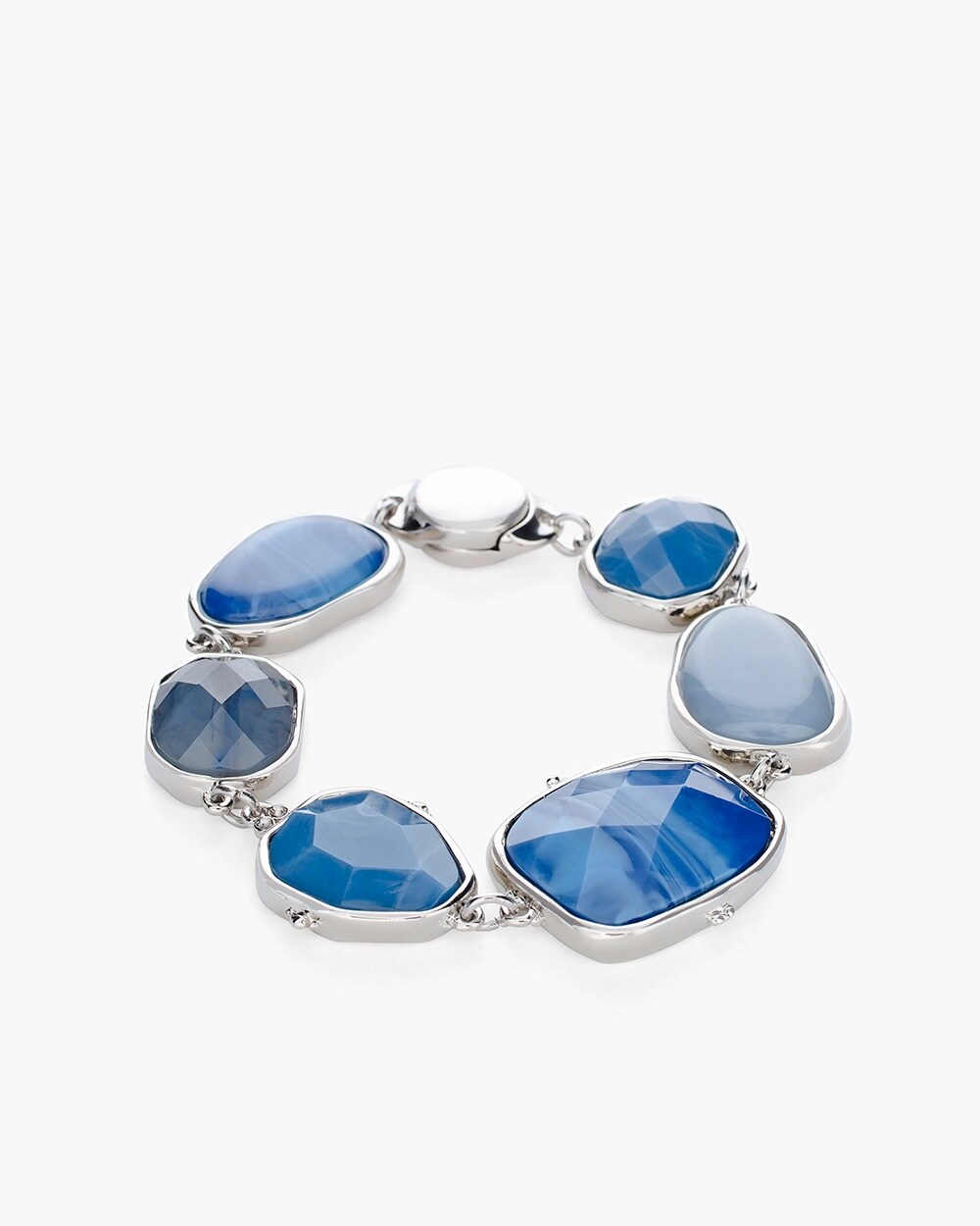 Blue and Silver-Tone Magnetic Bracelet