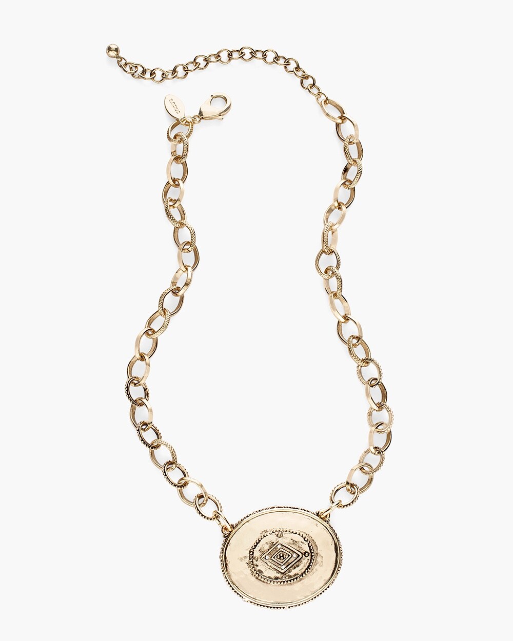 Short Gold-Tone Artisan Pendant Necklace