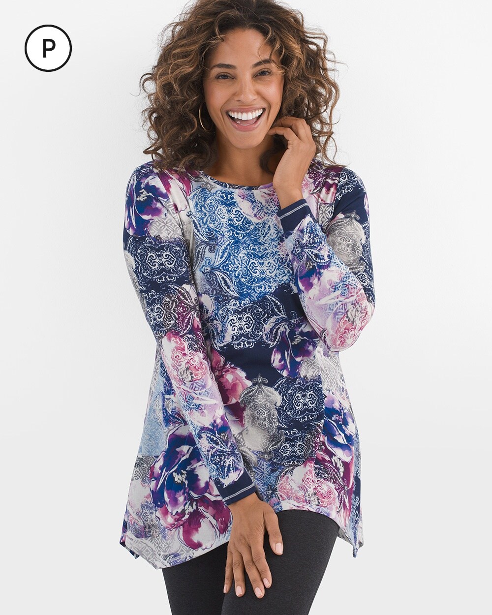 Zenergy Petite Cool Floral Tunic