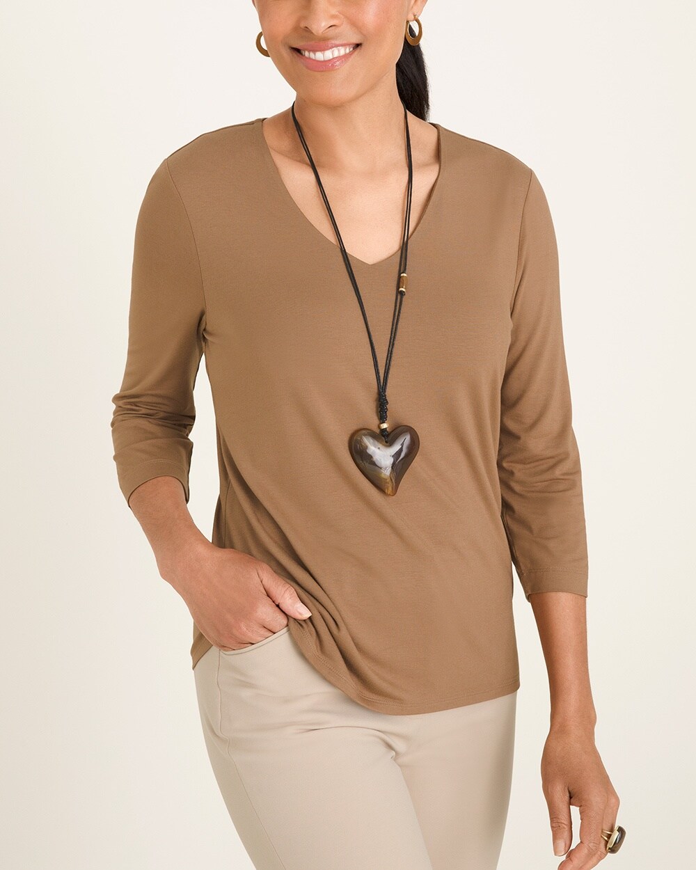 Touch of Cool Solid V-Neck Top
