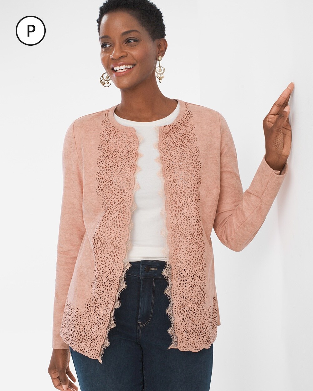 Petite Perforated Sueded Jacket