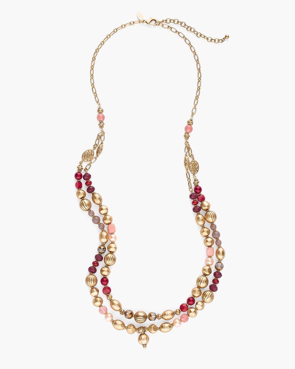 Pink and Merlot Double-Strand Necklace