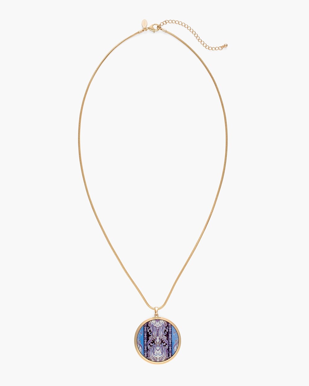 Reversible Paisley-Purple Pendant Necklace