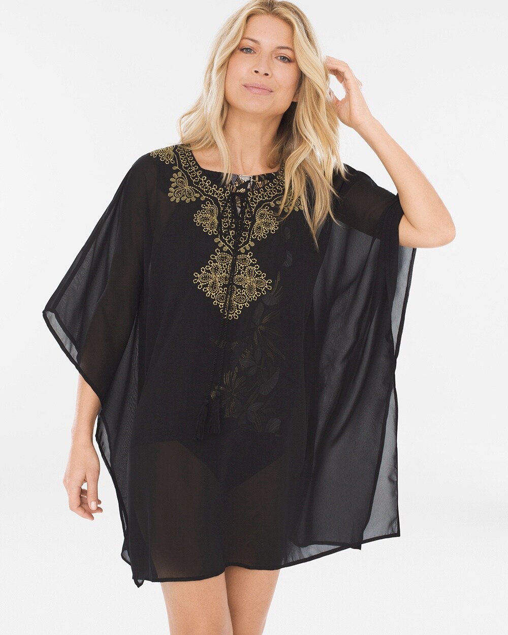 Miraclesuit Petal to the Metal Embellished Swim Cover-Up Caftan