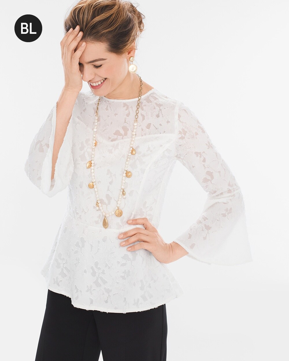 Black Label Bell-Sleeve Lace Top