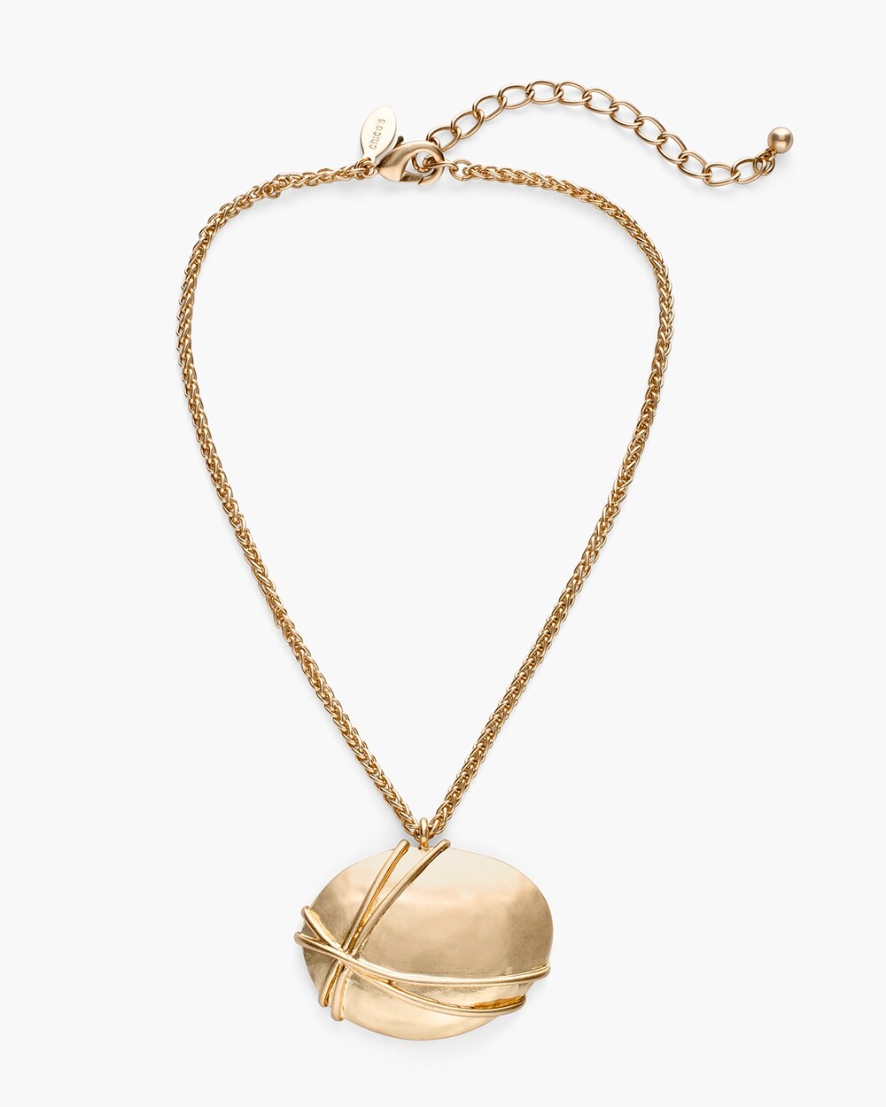 Short Gold-Tone Textured Pendant Necklace