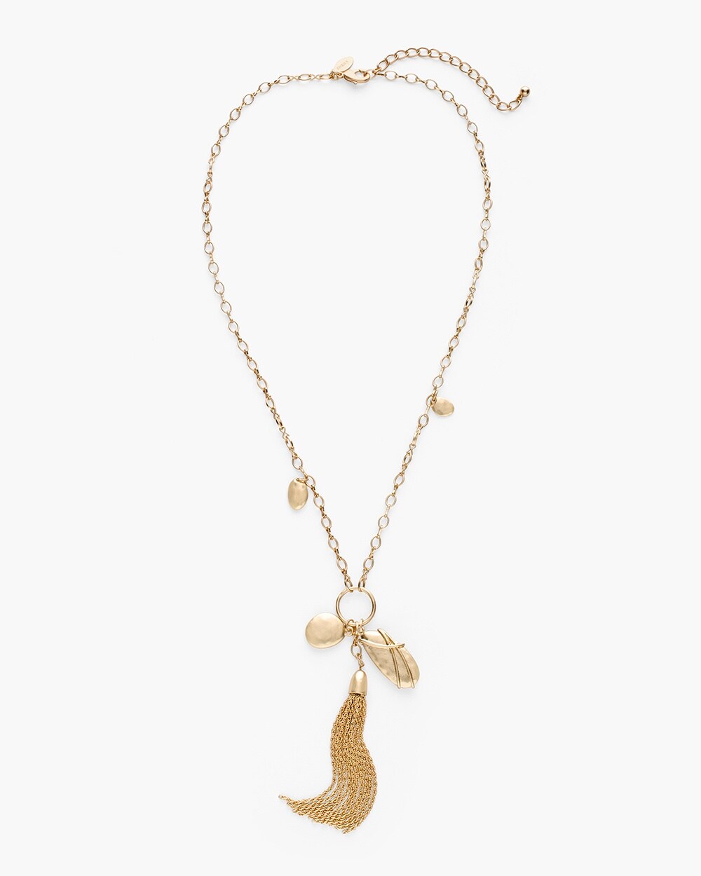Gold-Tone Textured Tassel Pendant Necklace